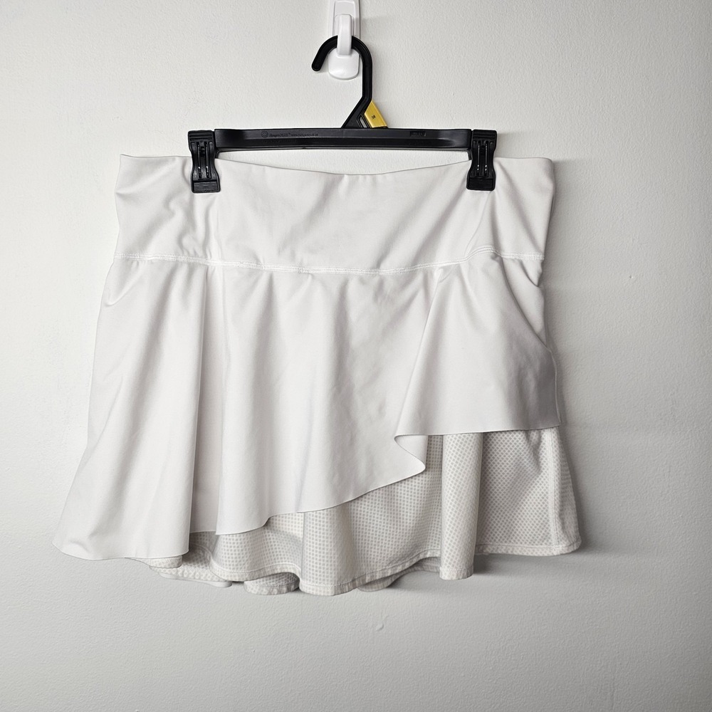 Athleta Ace Mesh Skort Womens XL White Tennis Athletic Zip Pocket EUC